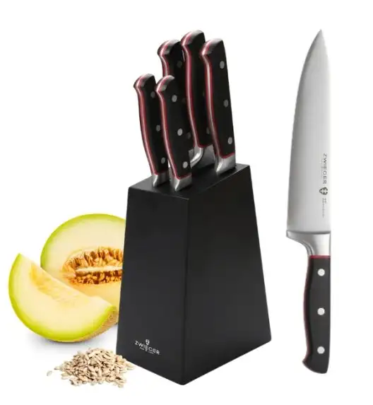 ZWIEGER KLASSIKER Komplet 5 noży w bloku czarnym + Ostrzałka Rapid / stal nierdzewna + tworzywo MDF