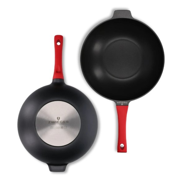 ZWIEGER OBSIDIAN Komplet Garnki 6 el z pokrywkami 5,5l/ 3,5l/ 2l + Rondel + Patelnie 20, 24, 28 cm + Wok 32 cm