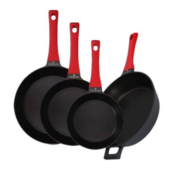 ZWIEGER OBSIDIAN Komplet Patelni 20, 24, 28 cm + Patelnia Głęboka 28 cm / powłoka GREBLON non- stick 