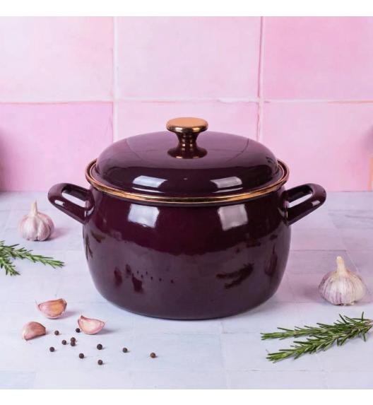 METALAC | BORDEAUX Garnek emaliowany z emaliowaną pokrywką, 24 cm 7.5L, bordowy