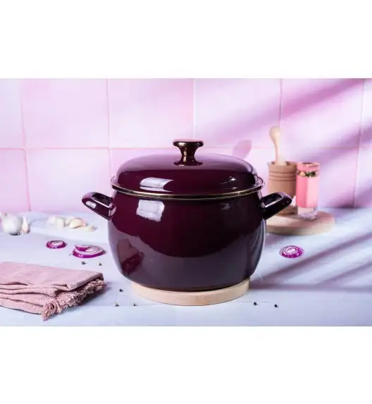 METALAC | BORDEAUX Garnek emaliowany z emaliowaną pokrywką, 24 cm 7.5L, bordowy