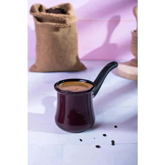 METALAC | BORDEAUX Tygielek emaliowany na 4 kawy, 0,4 l, bordowy