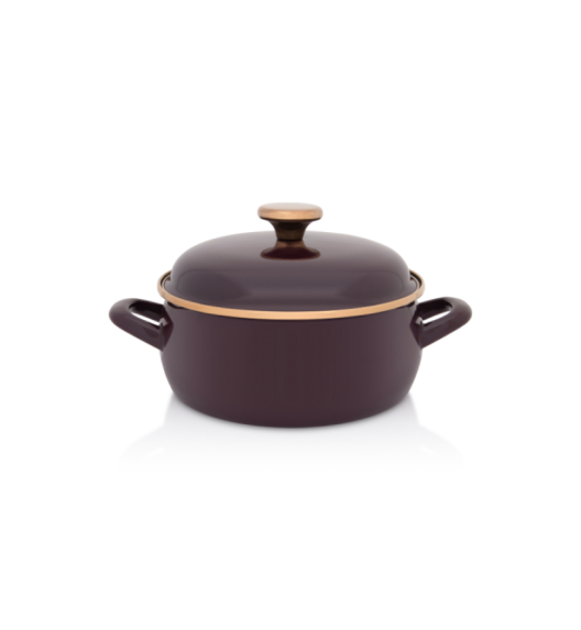 METALAC | BORDEAUX Niski garnek emaliowany z emaliowaną pokrywką 20 cm 2.9L, bordowy