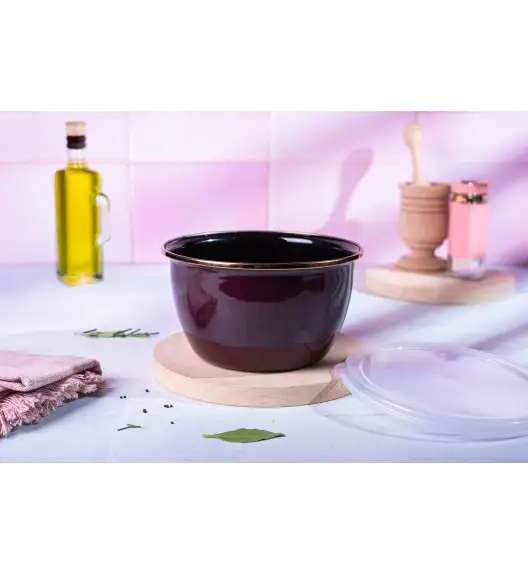 METALAC | BORDEAUX Pojemnik emaliowany z plastikową pokrywką 16 cm 1.7 L, bordowy