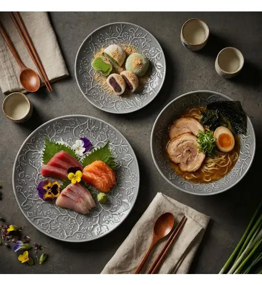 LUBIANA HANAMI K100 Serwis obiadowy 18 el / 6 osób | szary 