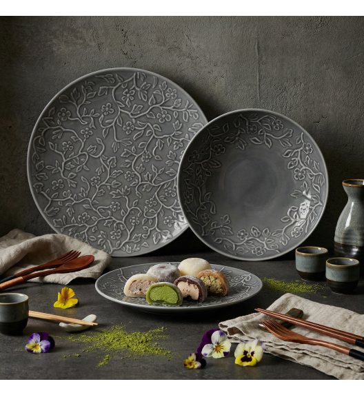 LUBIANA HANAMI K100 Serwis obiadowy 36 el / 12 osób | szary 