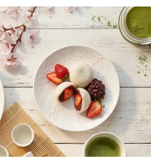 LUBIANA HANAMI Serwis obiadowy 30 el / 6 osób z kubkami i salaterkami | biała porcelana 