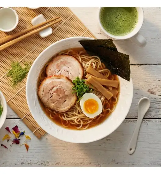 LUBIANA HANAMI Serwis obiadowy 120 el / 24 os z kubkami i salaterkami | biała porcelana 