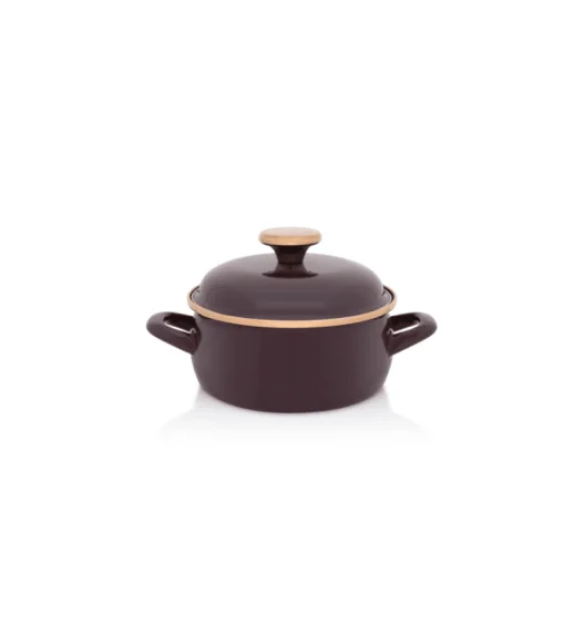 METALAC | BORDEAUX Komplet 3 garnków niskich emaliowanych z pokrywkami / bordowe