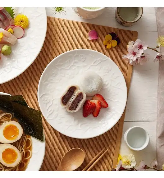 LUBIANA HANAMI Serwis obiadowy 72 el / 18 osób z kubkami | biała porcelana 