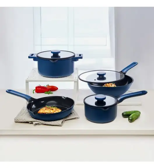 AMBITION COBALT Garnek z pokrywką 20 cm / powłoka Qualum Ceramic