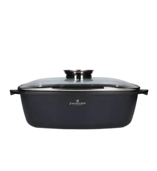 ZWIEGER BLACK STONE Zestaw garnków z pokrywkami 20, 24, 28 cm + Brytfanna 32 cm / GREBLON non-stick