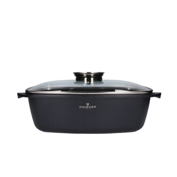 ZWIEGER BLACK STONE Zestaw garnków z pokrywkami 20, 24, 28 cm + Brytfanna 32 cm / GREBLON non-stick