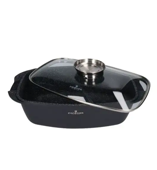 ZWIEGER BLACK STONE Zestaw garnków z pokrywkami 20, 24, 28 cm + Brytfanna 32 cm / GREBLON non-stick