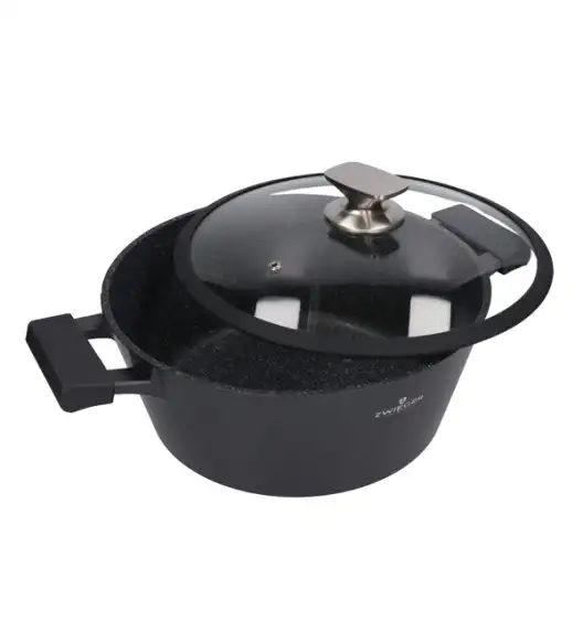 ZWIEGER BLACK STONE Zestaw Garnek z pokrywką 28 cm + Rondel 16 cm + Patelnie 20, 24, 28 cm 