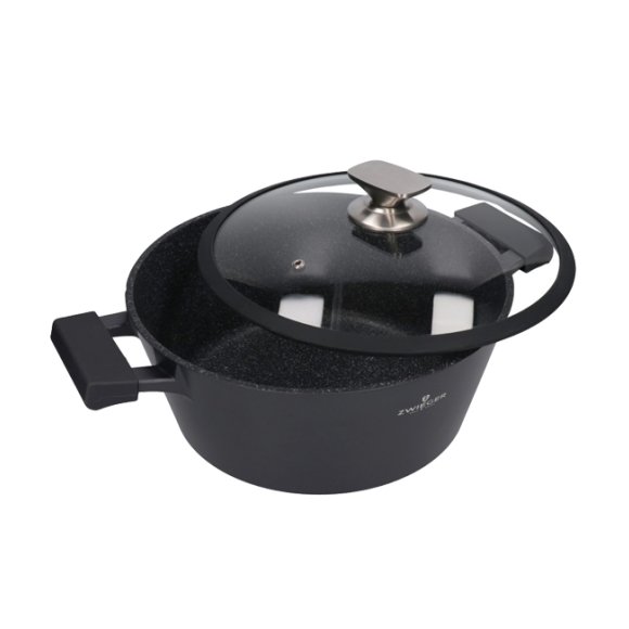 ZWIEGER BLACK STONE Zestaw Garnek z pokrywką 28 cm + Rondel 16 cm + Patelnie 20, 24, 28 cm 