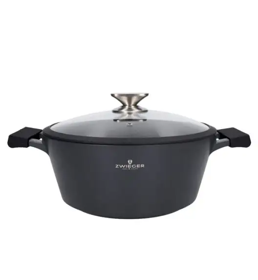 ZWIEGER BLACK STONE Zestaw Garnek z pokrywką 28 cm + Rondel 16 cm + Patelnie 20, 24, 28 cm 