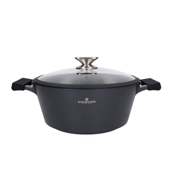 ZWIEGER BLACK STONE Zestaw Garnek z pokrywką 28 cm + Rondel 16 cm + Patelnie 20, 24, 28 cm 