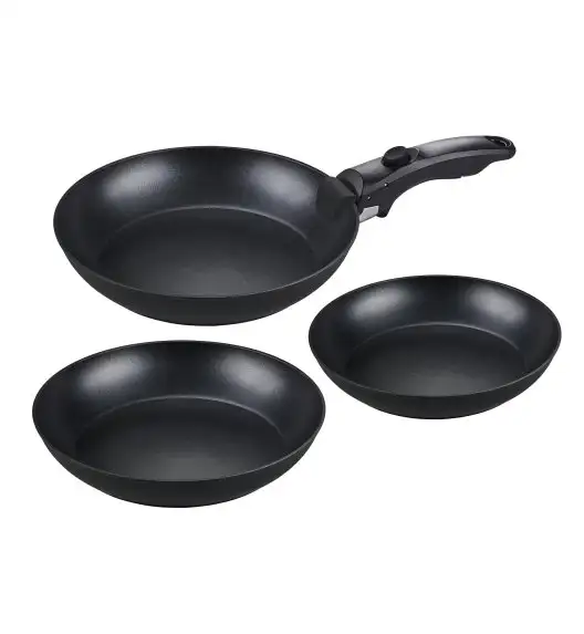 MG HOME CLEVER KITCHEN ZESTAW 3 PATELNI 20/24/28 CM Z ODPINANĄ RĄCZKĄ