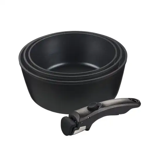 MG HOME CLEVER KITCHEN ZESTAW 3 GARNKÓW 18/20/22 CM Z ODPINANĄ RĄCZKĄ