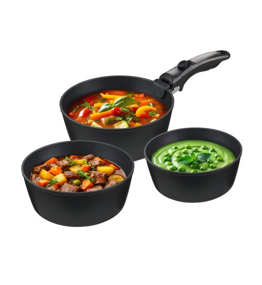 MG HOME CLEVER KITCHEN ZESTAW 3 GARNKÓW 18/20/22 CM Z ODPINANĄ RĄCZKĄ