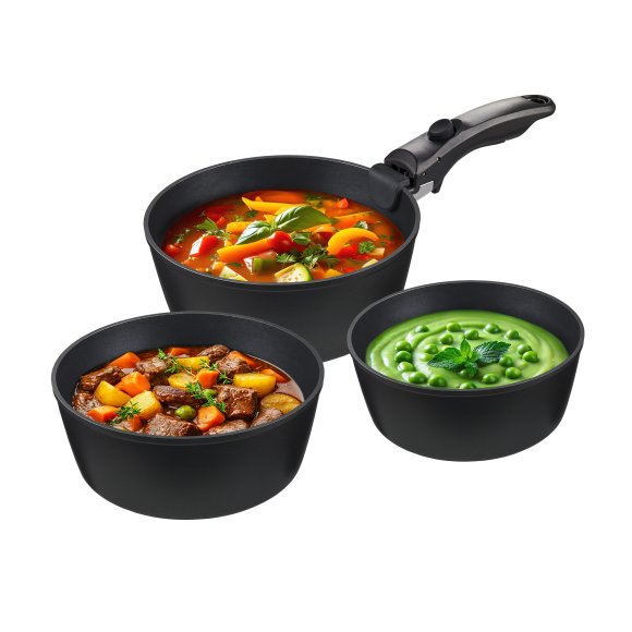 MG HOME CLEVER KITCHEN ZESTAW 3 GARNKÓW 18/20/22 CM Z ODPINANĄ RĄCZKĄ