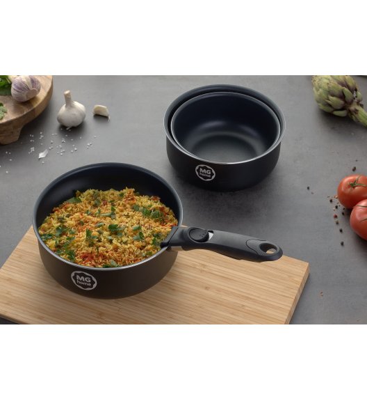 MG HOME CLEVER KITCHEN ZESTAW 3 GARNKÓW 18/20/22 CM Z ODPINANĄ RĄCZKĄ