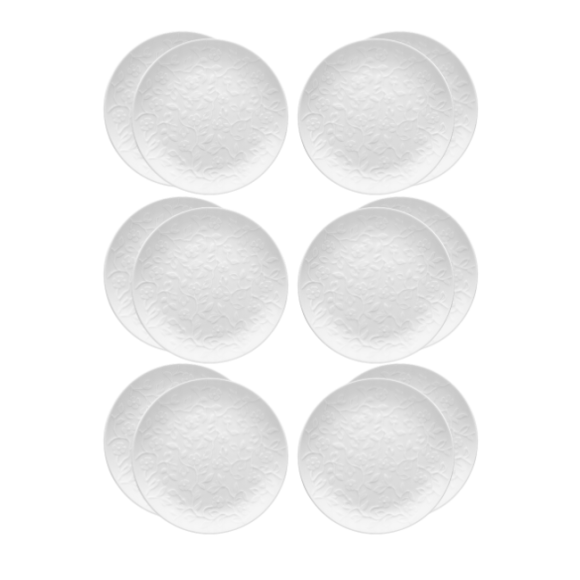 LUBIANA HANAMI Talerz deserowy 20,5 cm x 12 sztuk / biała porcelana luz