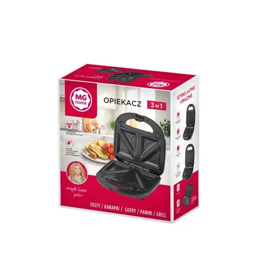 MG HOME Opiekacz 3w1 / tosty / kanapki / gofry / panini / grill
