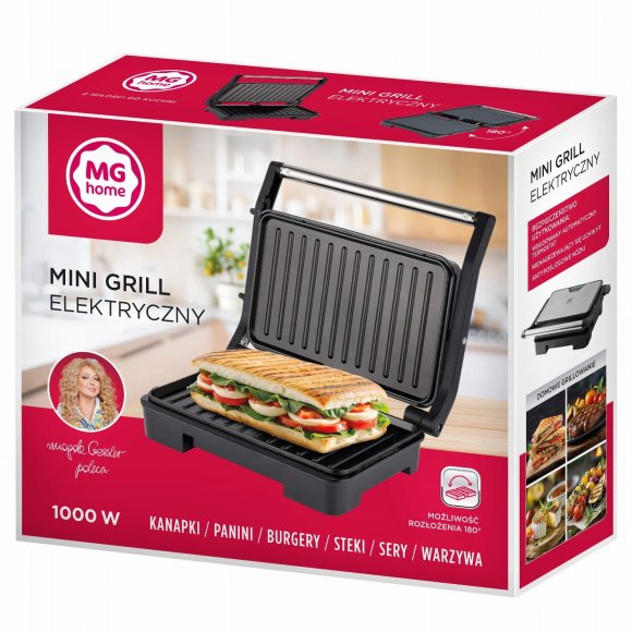 MG HOME Mini Grill elektryczny panini 1000W / srebrny