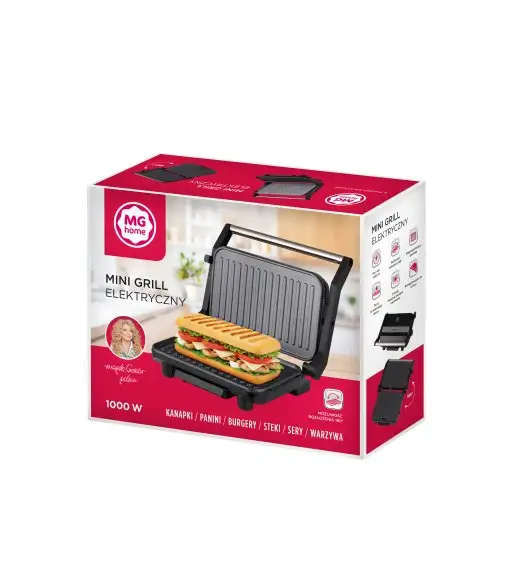 MG HOME Mini Grill elektryczny panini 1000W / czarny