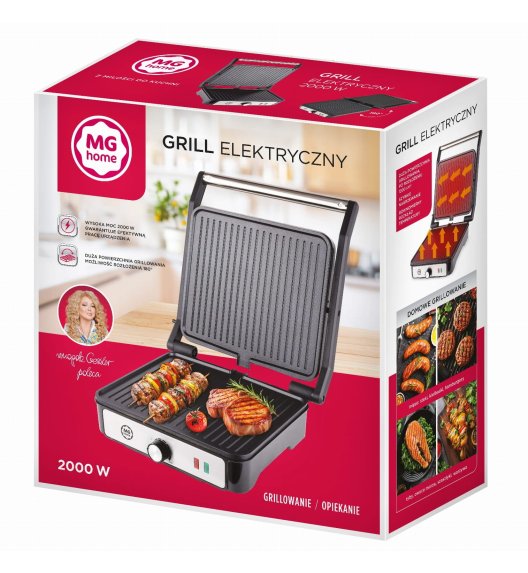 MG HOME Grill elektryczny 2000W / srebrny