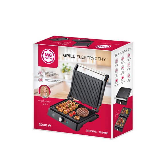 WYPRZEDAŻ! MG HOME Grill elektryczny 2000W / czarny