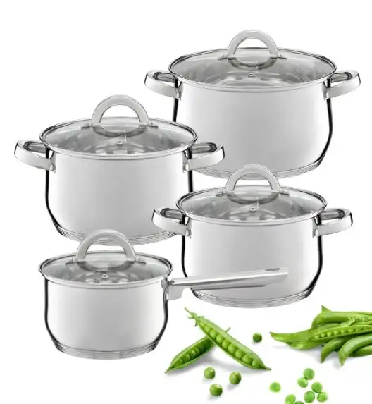 AMBITION BERRY Komplet Garnków 18, 20, 24 cm + Rondel 16 cm / z pokrywkami / stal nierdzewna