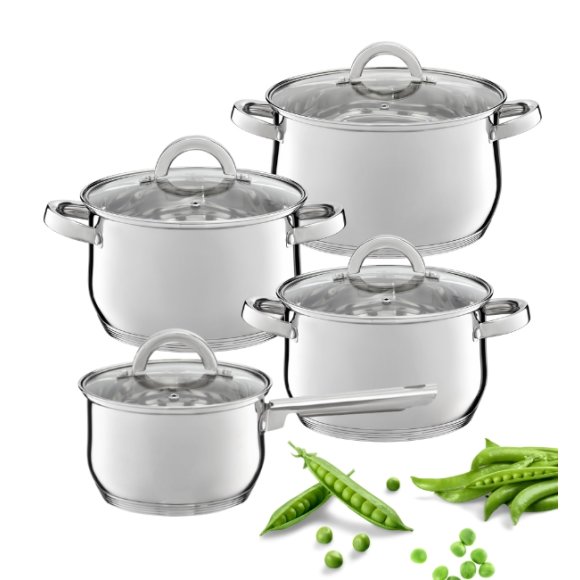 AMBITION BERRY Komplet Garnków 18, 20, 24 cm + Rondel 16 cm / z pokrywkami / stal nierdzewna