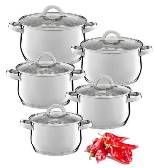 AMBITION BERRY Komplet Garnki z pokrywkami 10 el / stal nierdzewna