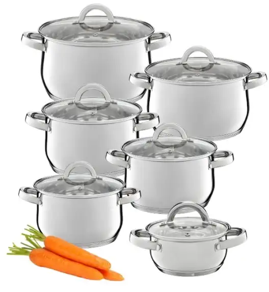 AMBITION BERRY Komplet Garnki z pokrywkami 12 el / stal nierdzewna