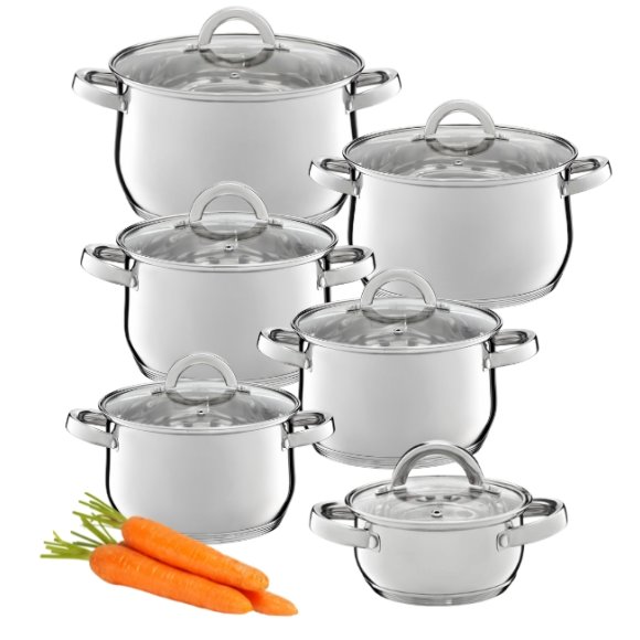 AMBITION BERRY Komplet Garnki z pokrywkami 12 el / stal nierdzewna