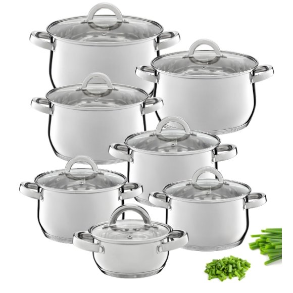 AMBITION BERRY Komplet Garnki z pokrywkami 14 el / stal nierdzewna