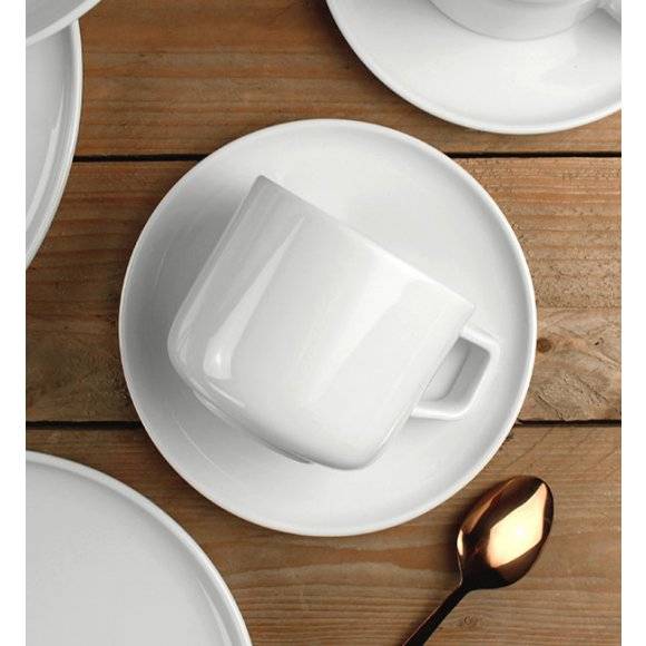 LUBIANA ANKARA Filiżanka 350 ml ze spodkiem 15 cm | biała porcelana luz