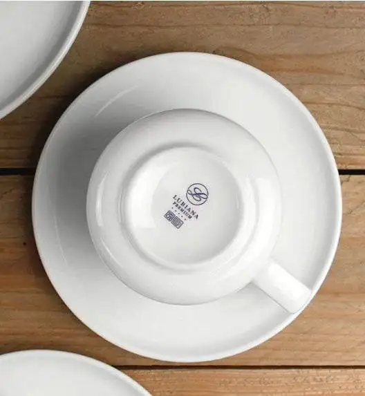 LUBIANA ANKARA Filiżanka 350 ml ze spodkiem 15 cm | biała porcelana luz