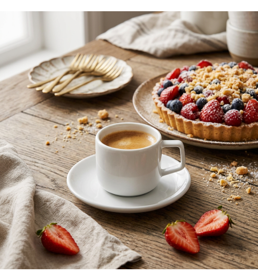 LUBIANA ANKARA Filiżanka 250 ml ze spodkiem 15 cm | biała porcelana luz