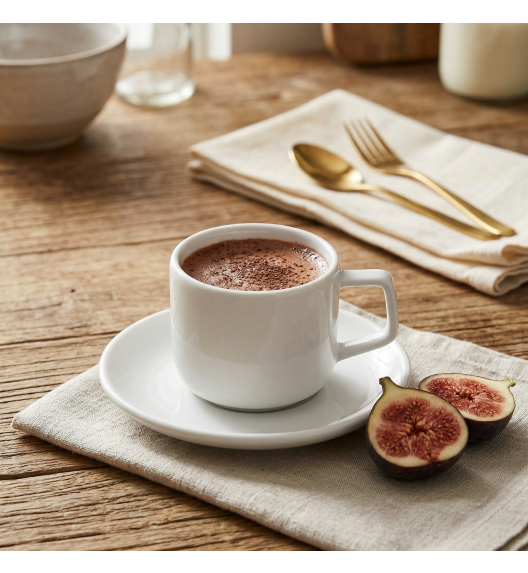 LUBIANA ANKARA Filiżanka 350 ml ze spodkiem 15 cm | biała porcelana luz