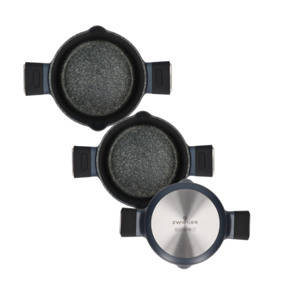 WYPRZEDAŻ! ZWIEGER VESNA Komplet 3 garnków - BEZ POKRYWEK w komplecie / GREBLON C3 non-stick / indukcja