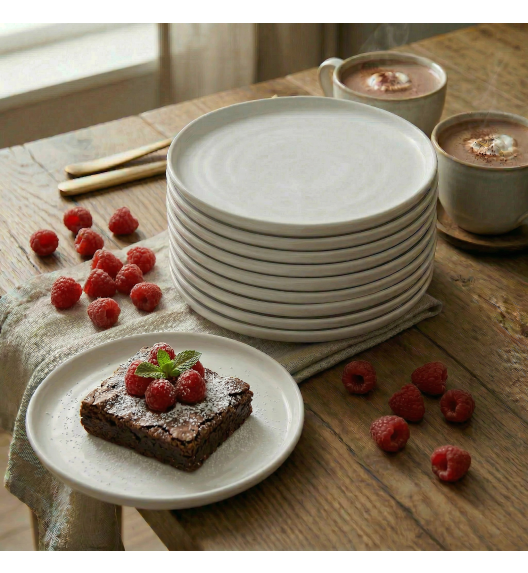LUBIANA ANKARA | Talerz deserowy 20 cm x 12 sztuk | biała porcelana luz 