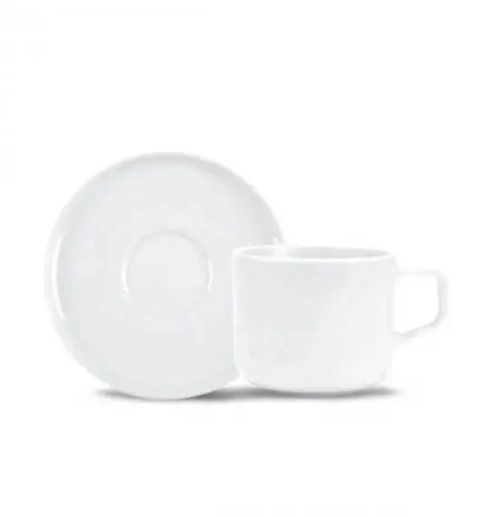 LUBIANA ANKARA Filiżanka 350 ml ze spodkiem 15 cm x 6 szt. | biała porcelana luz