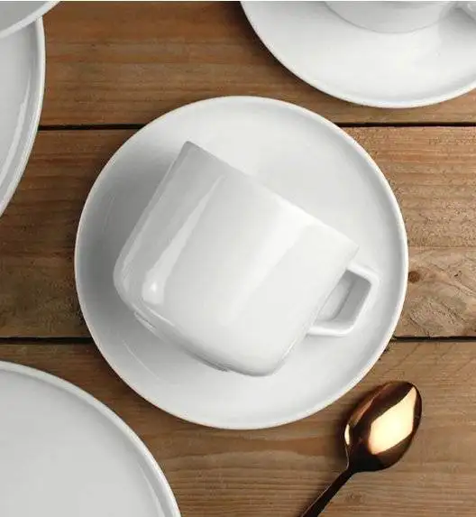 LUBIANA ANKARA Filiżanka 350 ml ze spodkiem 15 cm x 6 szt. | biała porcelana luz