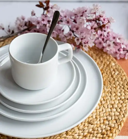 LUBIANA ANKARA Filiżanka 250 ml ze spodkiem 15 cm x 6 szt. | biała porcelana luz