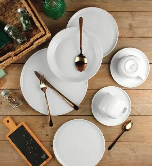 LUBIANA ANKARA Filiżanka 350 ml ze spodkiem 15 cm x 12 szt. | biała porcelana luz