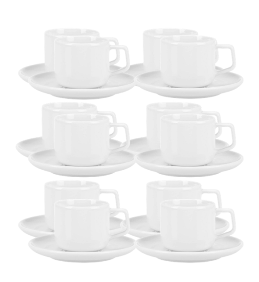 LUBIANA ANKARA Filiżanka 350 ml ze spodkiem 15 cm x 12 szt. | biała porcelana luz